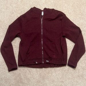 Burgundy Zip Up Cropped Jacket